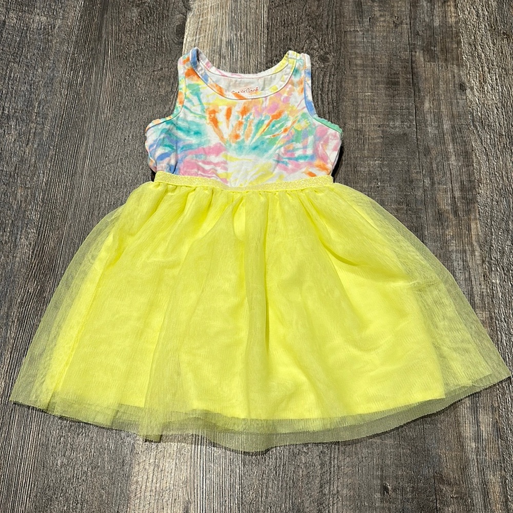 Girls’ Cat & Jack Tie Dye Dress with Tulle Skirt - 2T
